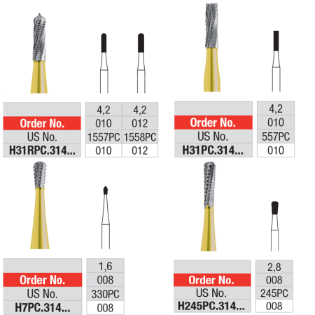 Carbide Burs Power Cut (Edenta) Pkt of 5