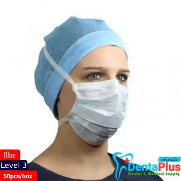 Medicom Tie-on Mask SafSkin Anti-Fog  Blue Level 3 #50pcs/box