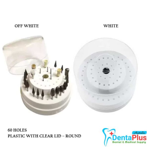 Bur Holders 60 Holes Plastic with Clear Lid – Round