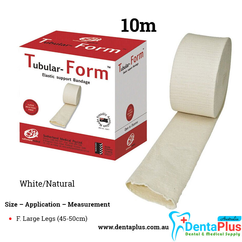Tubular Form Support Elasticated Compression Bandage White/Natural (10m) #Each Roll - F. Large Legs (45-50cm)