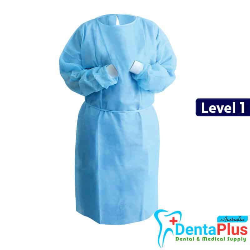 Disposable Blue Tie-Up Gown – Level 1 Protection (Non-Sterile)
